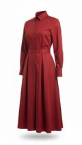 Cardinal Red Tailored Shirt Dress